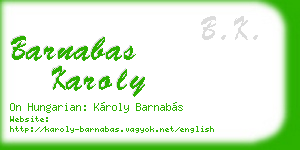 barnabas karoly business card